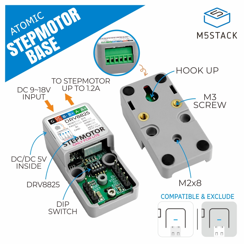 M5Stack - Oficjalna podstawa Stepmotor M5Stack ATOMIC (DRV8825)