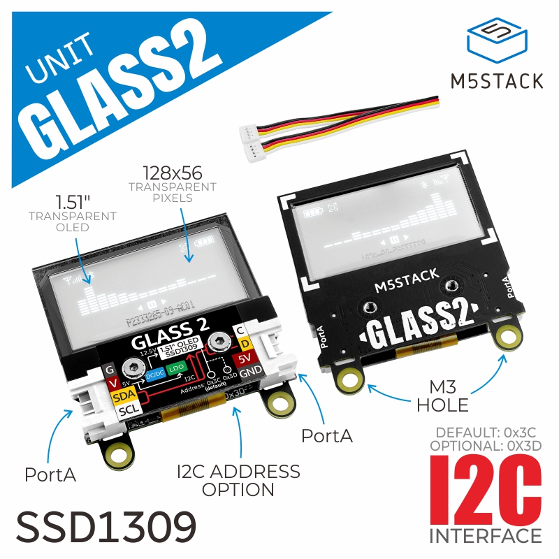 M5Stack Core2 - Oficjalny moduł M5Stack Glass2 z przezroczystym