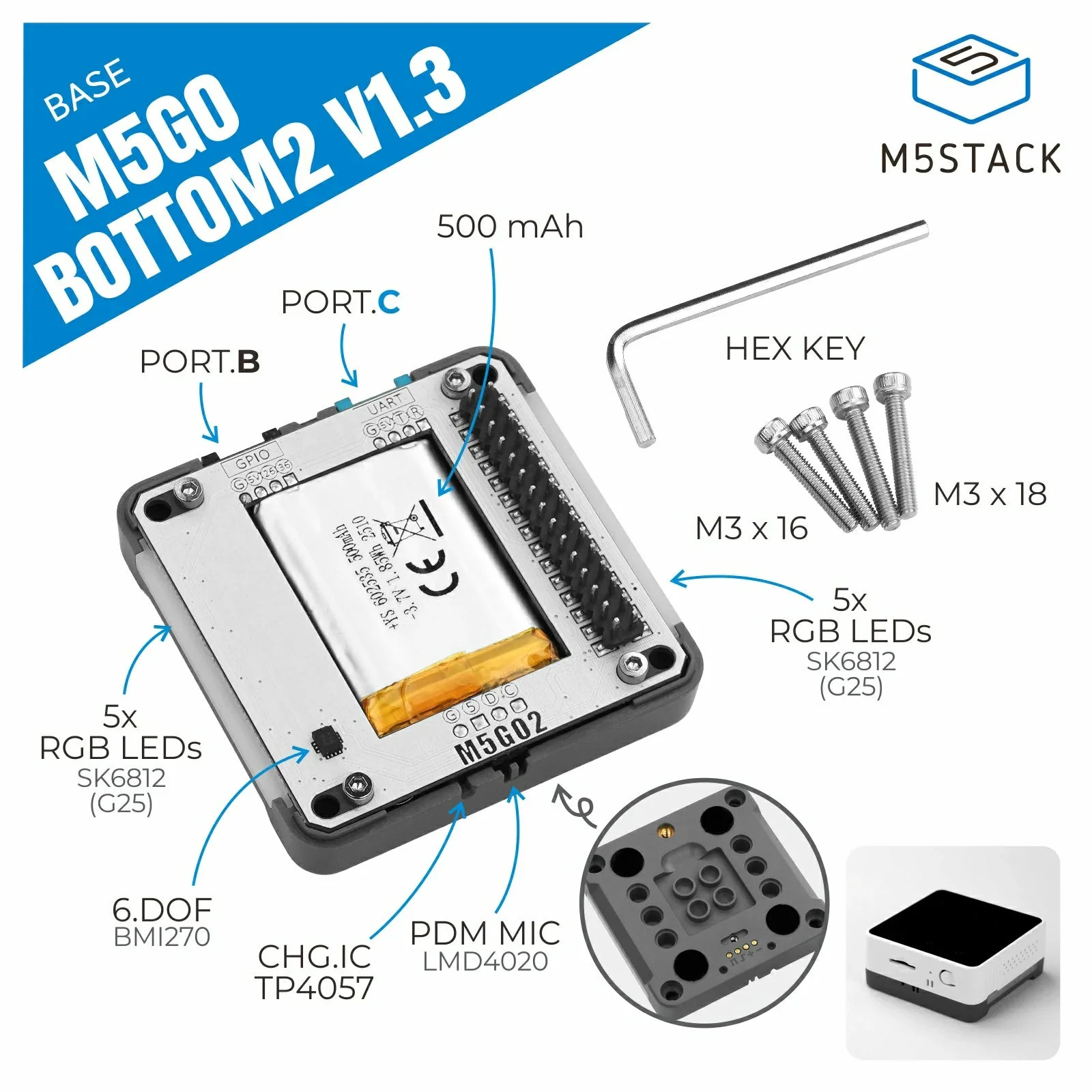 M5Stack Base M5GO Bottom2 v1.3 – M5Stack Core2 recenzja i cena